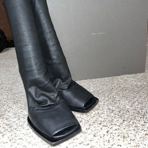 Rick Owens open toe wedge booties